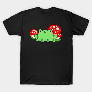 Cute Frog & Mushrooms Cottagecore Nature T-Shirt